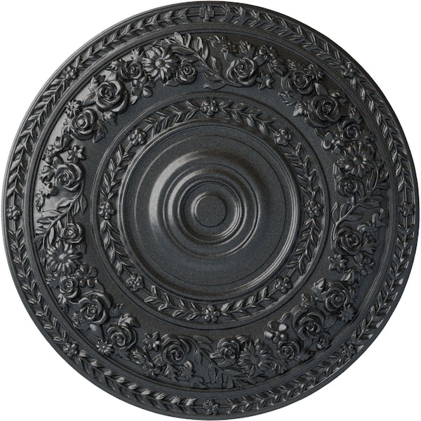 Ekena Millwork Rose Ceiling Medallion (Fits Canopies up to 13 1/2"), Hand-Painted Pewter, 33 7/8"OD x 2 3/8"P CM33ROPES - main